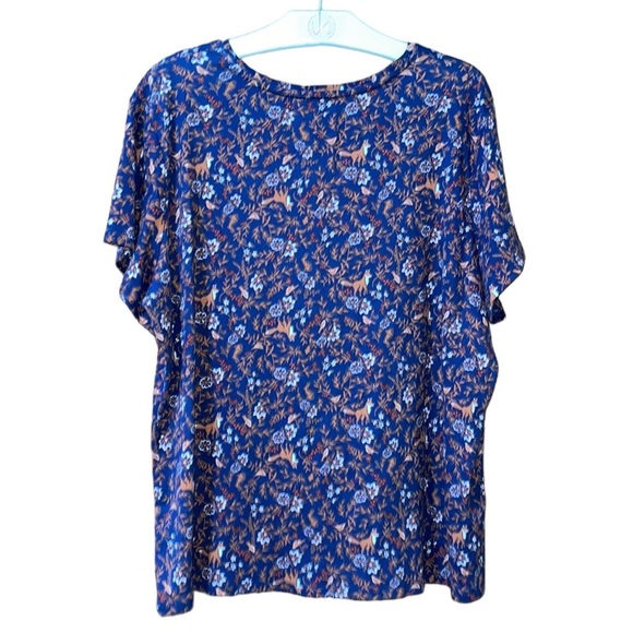 •CROFT&BARROW•NAVY FOREST FALL FLORAL SHORT SLEEVE CLASSIC CREW SHIRT SIZE PXXL - Picture 2 of 6